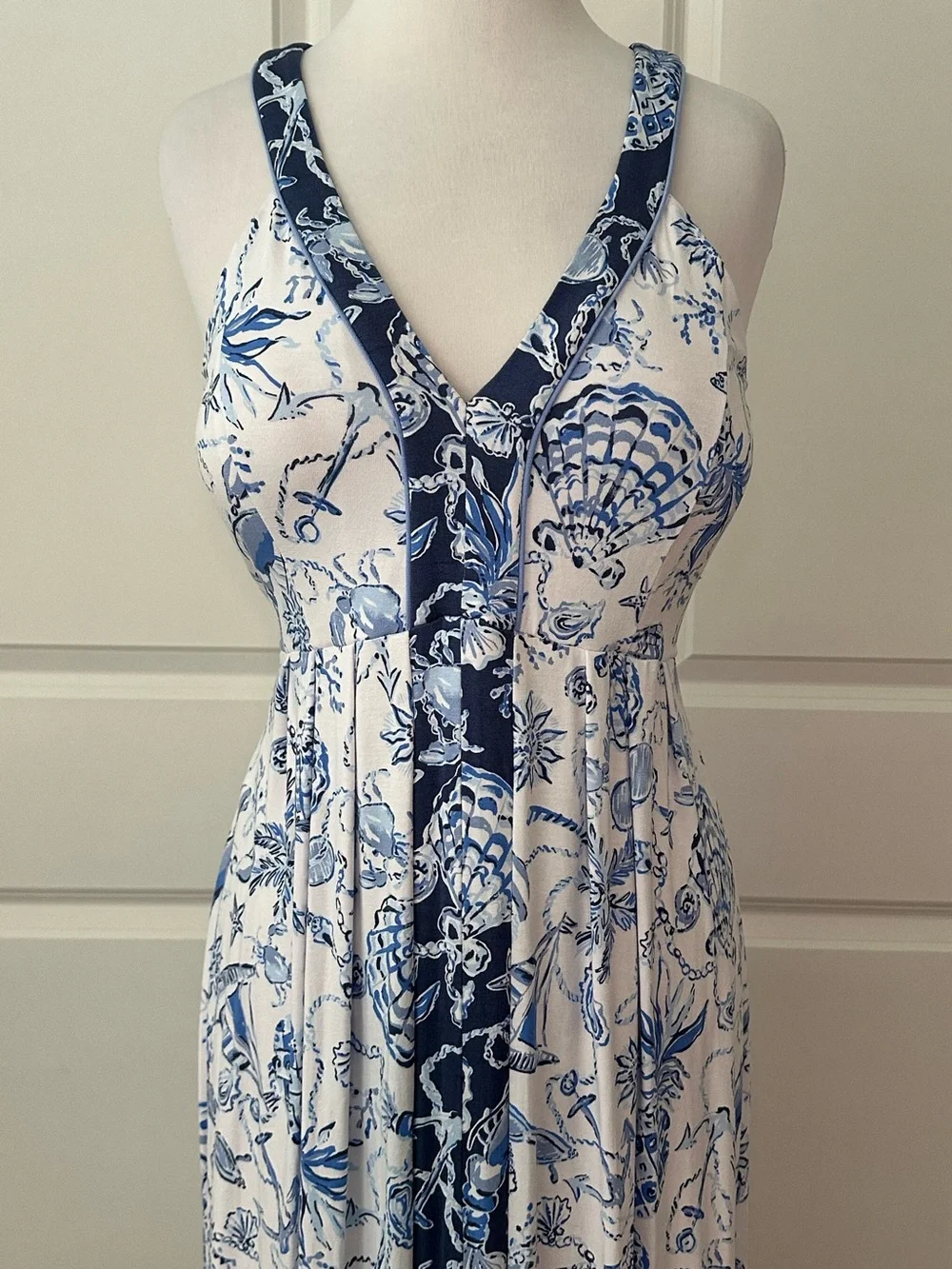 Lilly Pulitzer Carmilla Sleeveless Jersey Maxi Dress Resort White Blue Size 10 - Picture 5 of 14